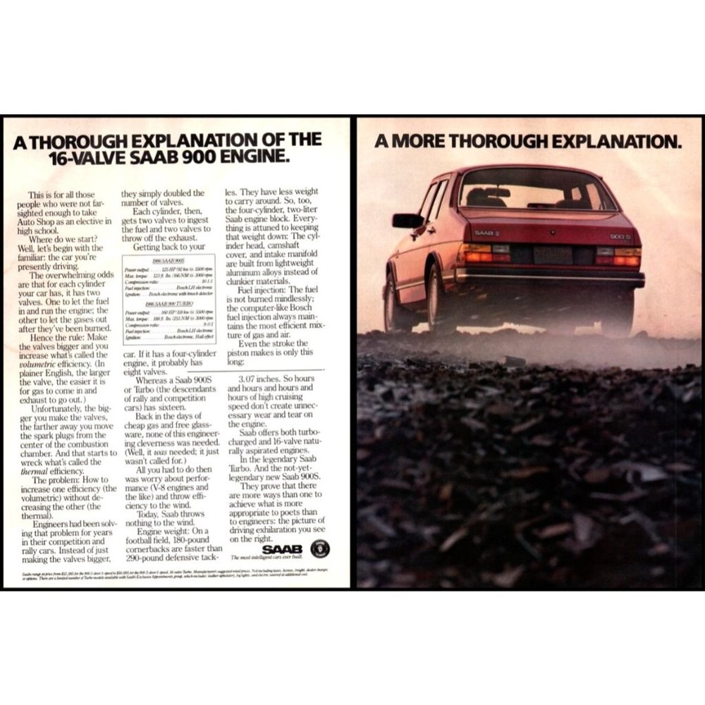 1986 Saab 900 Sedan 2 Page Vintage Print Ad Gravel Road Fast Drive Wall Art